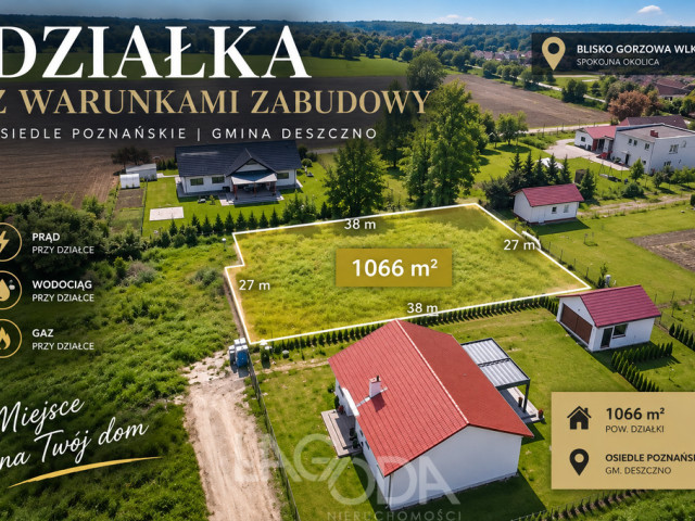 działka na Os. Poznańskim z WZ. Pow. 1066 m2